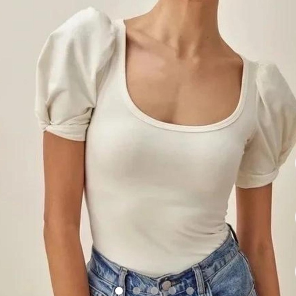 Reformation Cream Scoop neck tee